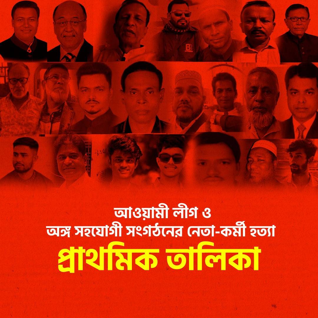 আওয়ামী লীগ ও অঙ্গ সহযোগী সংগঠনের নেতা-কর্মী হত্যা  প্রাথমিক তালিকা